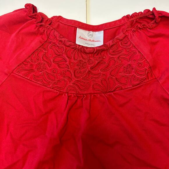 Hanna Andersson 100% Cotton Red Embroidered Top 120 - Picture 2 of 4